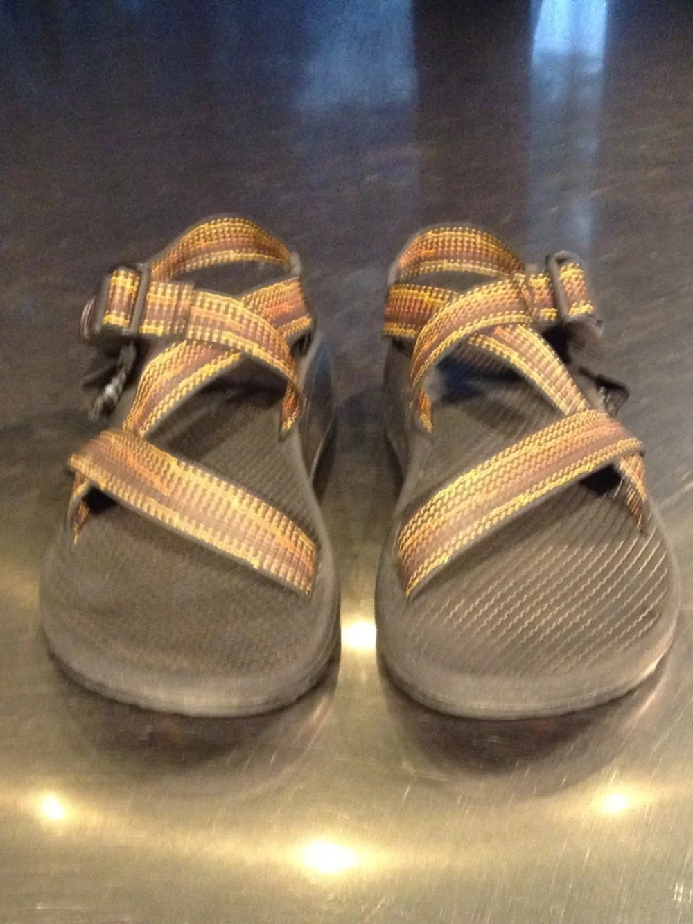 Chaco Z/Cloud Men's Size 7 Black w/ Orange/Yellow/Rust Sandals JCH107347